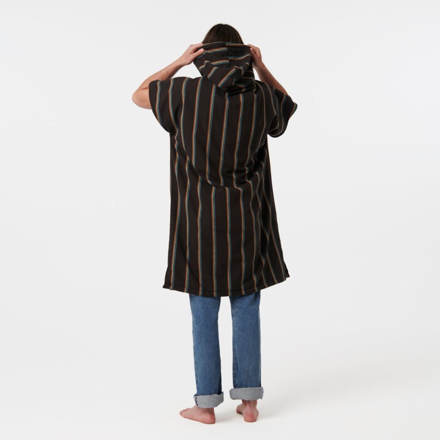 Ponchos Slowtide | Baja Stripe Fouta Changing Poncho - Black