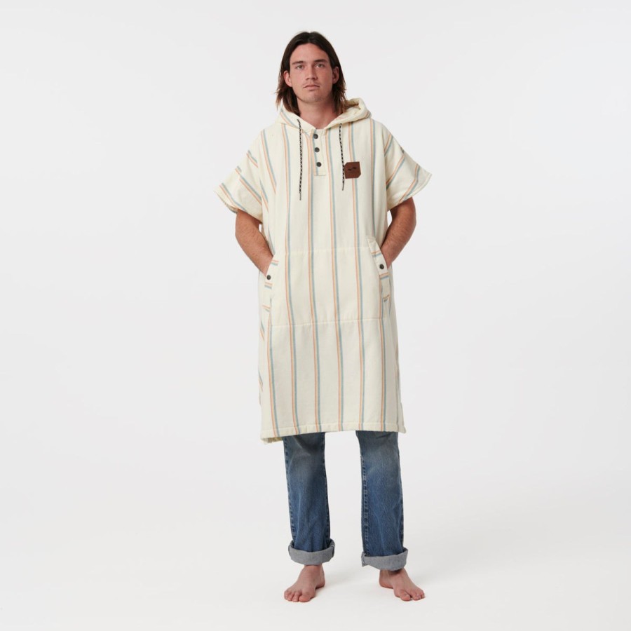 Ponchos Slowtide | Baja Stripe Fouta Changing Poncho - Cream L/Xl