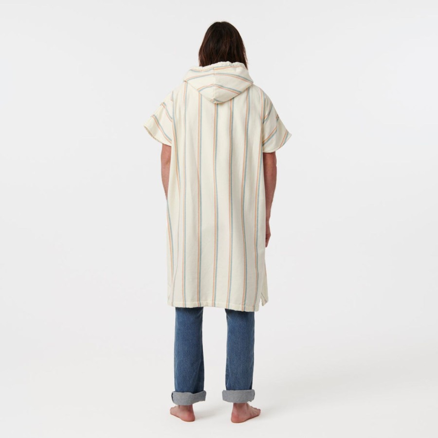 Ponchos Slowtide | Baja Stripe Fouta Changing Poncho - Cream L/Xl